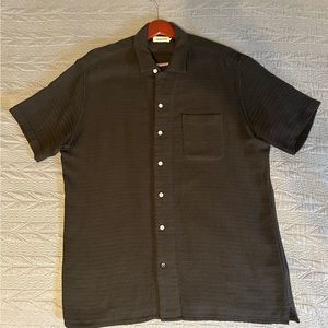Taylor Stitch Short Sleeve Hawthorne in Espresso Pickstitch Waffle. XL-44